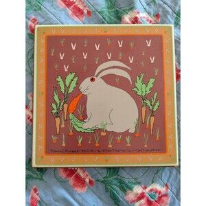 Vintage Rascal Rabbit Framed Tile Trivet Taylor & Ng San Francisco 8.25"X8.25"
